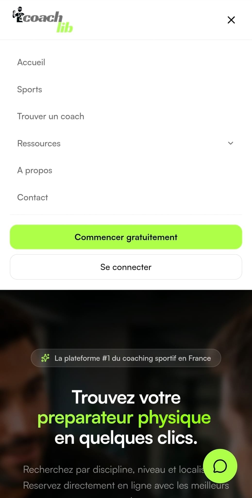 Capture d'écran — Ouvrez le menu de navigation