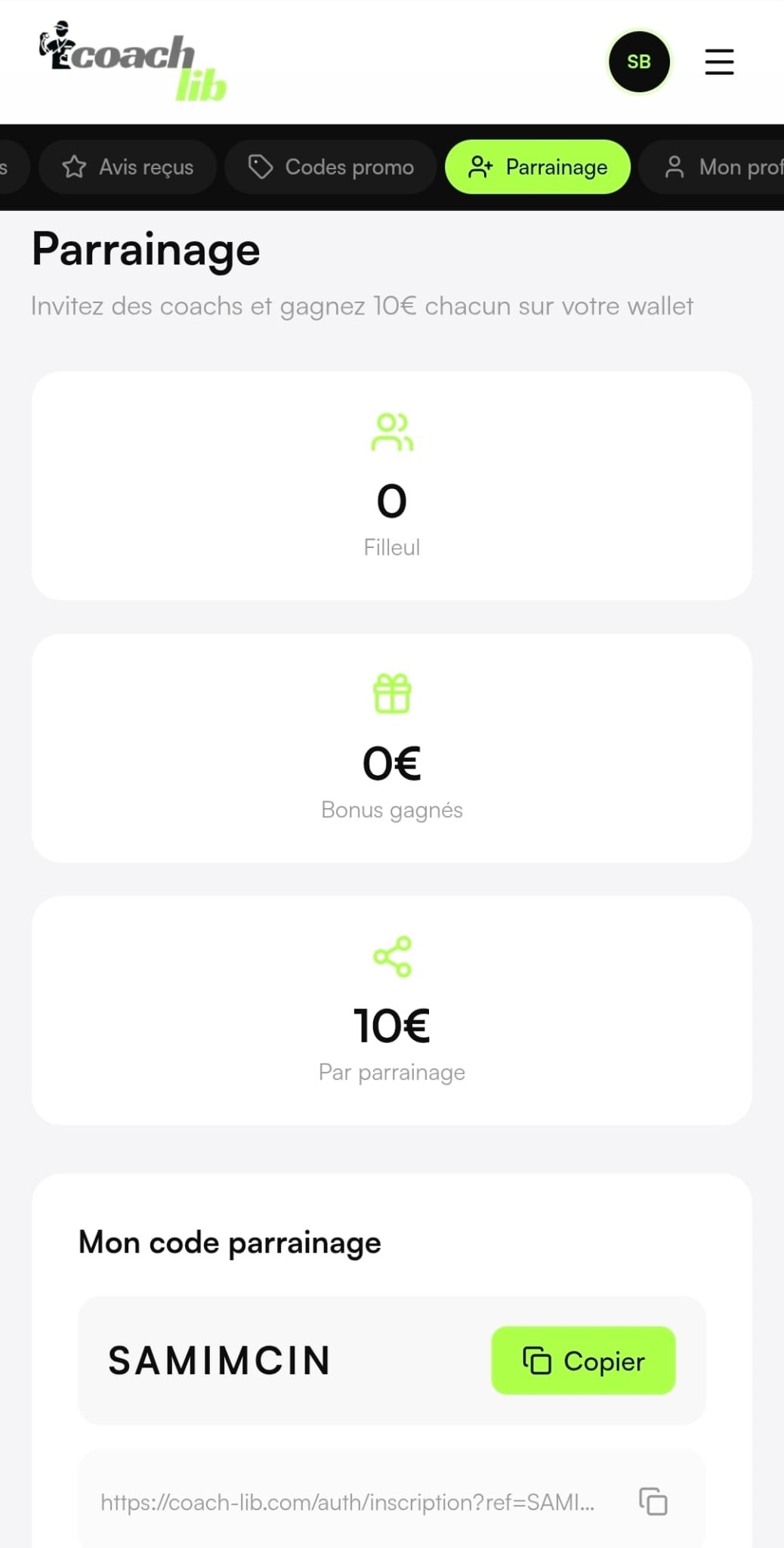 Capture d'écran — Partagez votre code